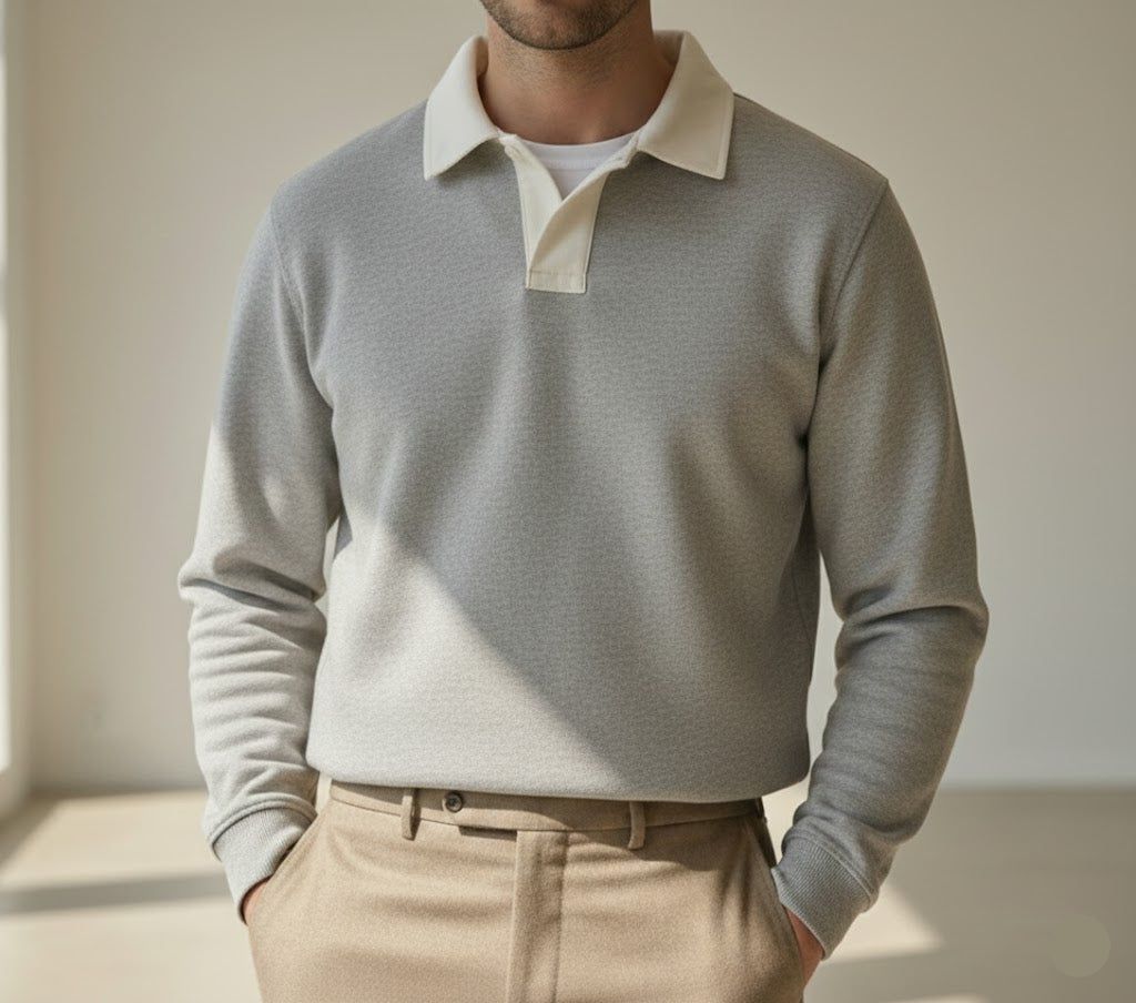 Oxford Polo Sweat - Grey