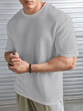 Oversized Waffle Knit Tee For Men - Grey