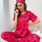 HN-HOT PINK LOVE HEART PRINTED NIGHT SUIT