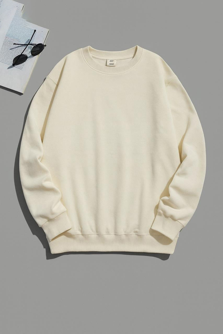 PLAIN SWEATSHIRT FOR WOMEN - BIEGE