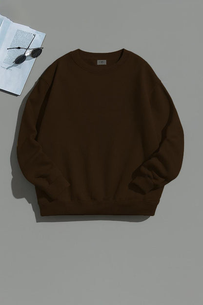 PLAIN SWEATSHIRT FOR WOMEN - DARKBROWN