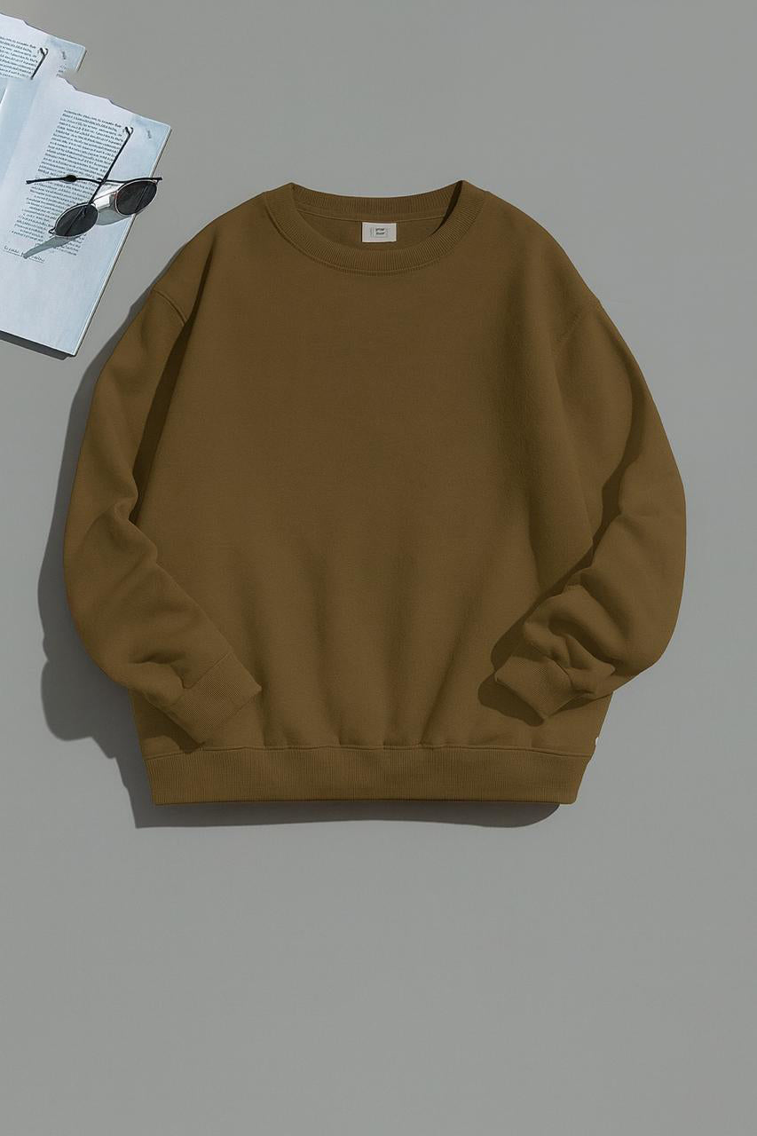 PLAIN SWEATSHIRT FOR WOMEN - CAMEL