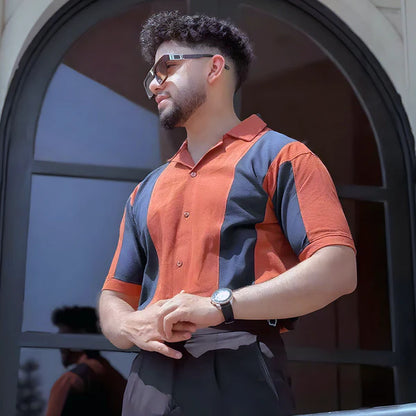 Cuban Collar Polo Shirt - Rust