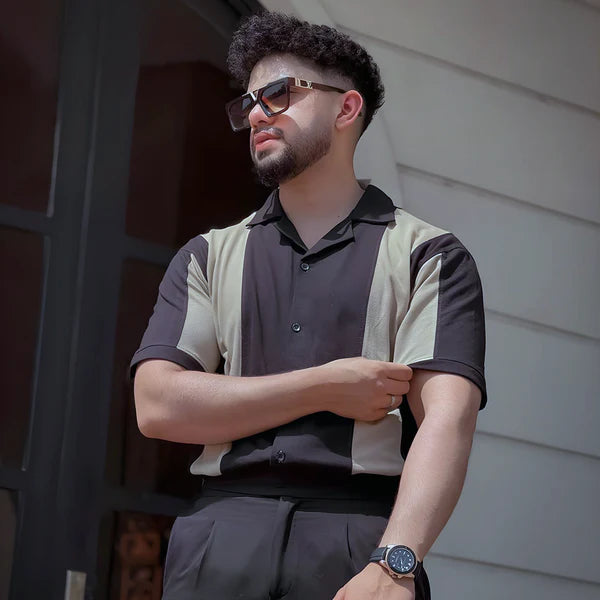 Cuban Collar Polo Shirt - Black