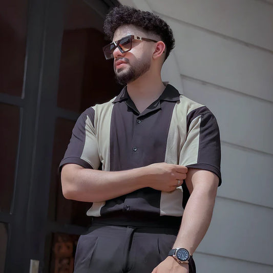 Cuban Collar Polo Shirt - Black