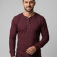 Waffle Knitted Henley Shirt - Maroon (Summer)