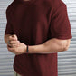 Oversized Waffle Knit Tee For Men - Maroon