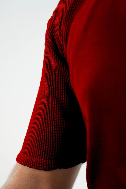 Waffle Knitted Polo - Maroon