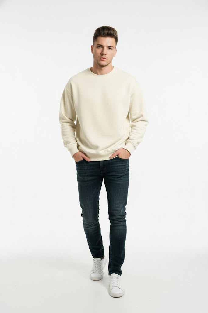PLAIN SWEATSHIRT FOR MEN - BIEGE