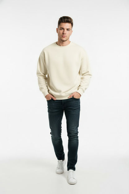 PLAIN SWEATSHIRT FOR MEN - BIEGE