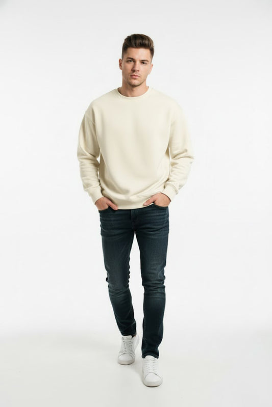 PLAIN SWEATSHIRT FOR MEN - BIEGE