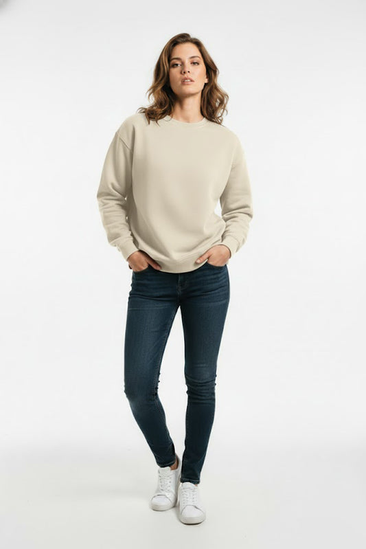 PLAIN SWEATSHIRT FOR WOMEN - BIEGE