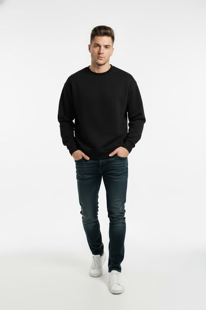 PLAIN SWEATSHIRT FOR MEN - BLACK
