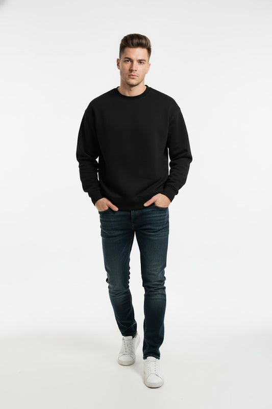 PLAIN SWEATSHIRT FOR MEN - BLACK