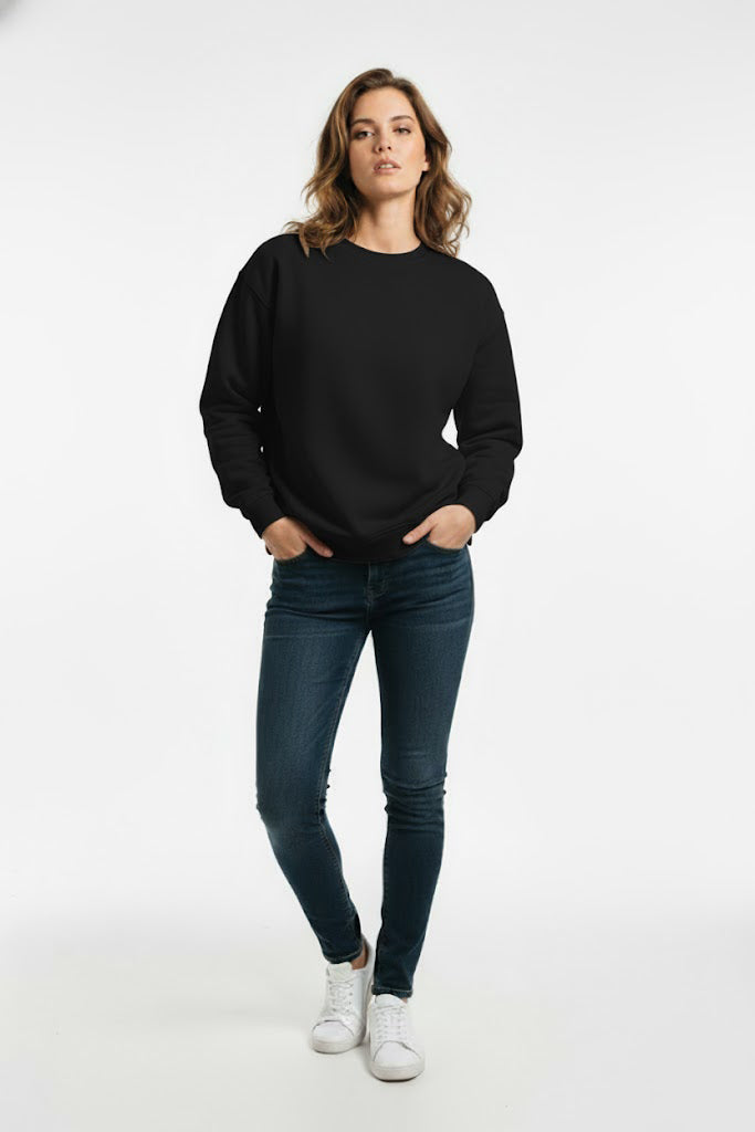 PLAIN SWEATSHIRT FOR WOMEN - BLACK