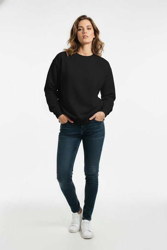 PLAIN SWEATSHIRT FOR WOMEN - BLACK