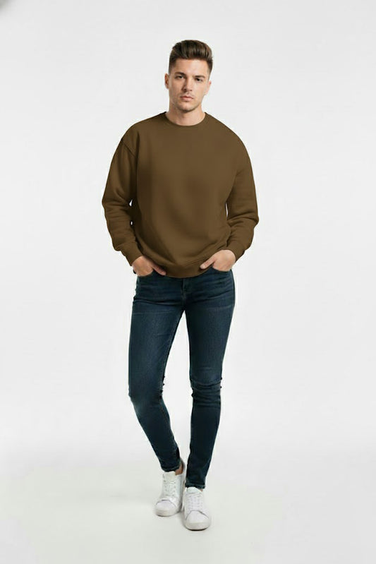 PLAIN SWEATSHIRT FOR MEN - CAMEL