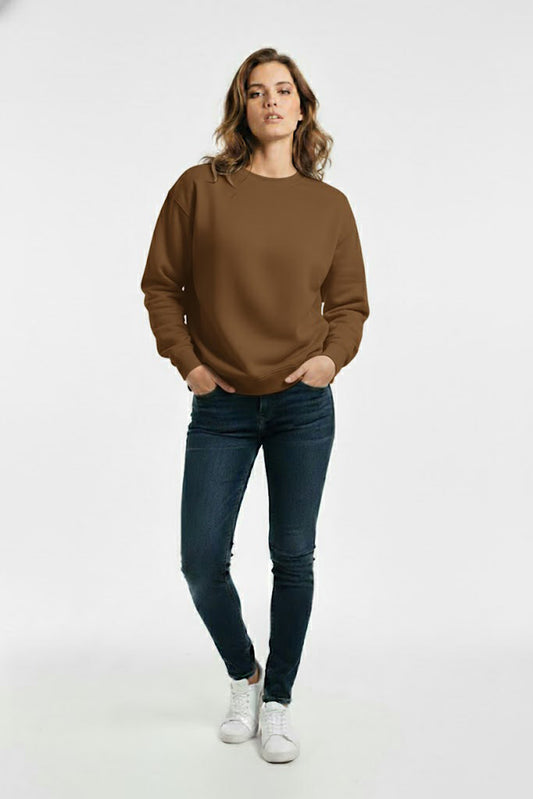 PLAIN SWEATSHIRT FOR WOMEN - CAMEL