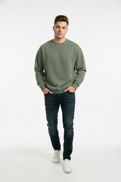 PLAIN SWEATSHIRT FOR MEN - OLIVE