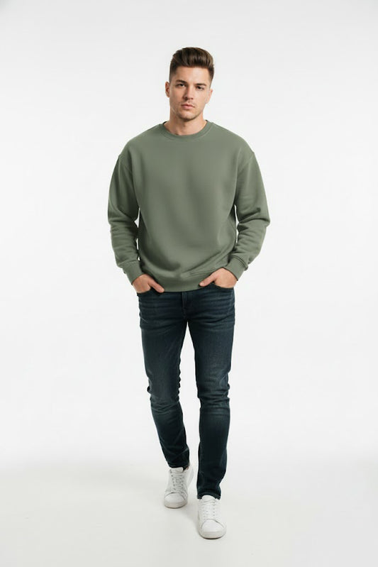 PLAIN SWEATSHIRT FOR MEN - OLIVE