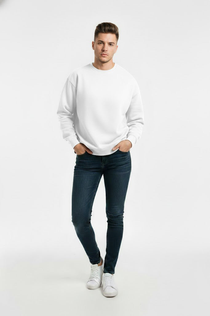 PLAIN SWEATSHIRT FOR MEN - WHITE