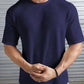 Oversized Waffle Knit Tee For Men - Navyblue