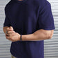 Oversized Waffle Knit Tee For Men - Navyblue