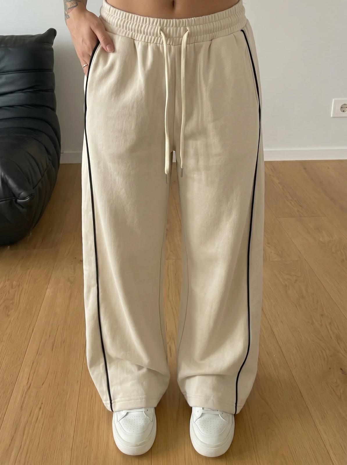 Classic Stripe Trouser - Oat Cream