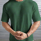 Oversized Waffle Knit Tee For Men - Olive