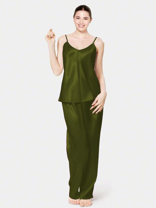 Cami Silk Pj Suit - Olive