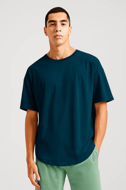 Drop Shoulder T Shirt For Men - Petrolium Blue