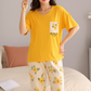 SR-POCKET PRINTED NIGHT SUIT - MUSTARD