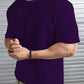Oversized Waffle Knit Tee For Men - Purple