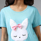 HN-SEA GREEN STAY CUTE PRINTED NIGHT SUIT
