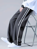 Minimal Stripe  Baggy Trouser - Streel Grey