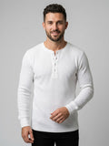 Waffle Knitted Henley Shirt - White (Summer)