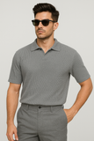 Waffle Knitted Polo - Grey