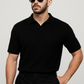 Waffle Knitted Polo - Black
