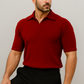 Waffle Knitted Polo - Maroon