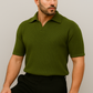 Waffle Knitted Polo - Olive