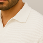 Waffle Knitted Polo - White