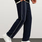 Mens Trouser With White Strips- navy