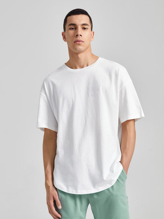 Drop Shoulder T Shirt For Men - White