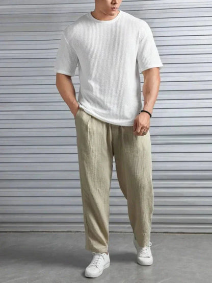 Oversized Waffle Knit Tee For Men - White