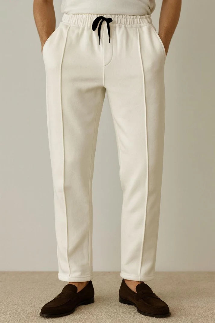 Fleece Straight Stripe Trouser - White