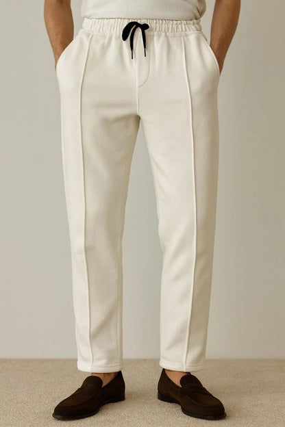 Fleece Straight Stripe Trouser - White