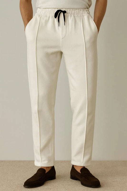 Fleece Straight Stripe Trouser - White
