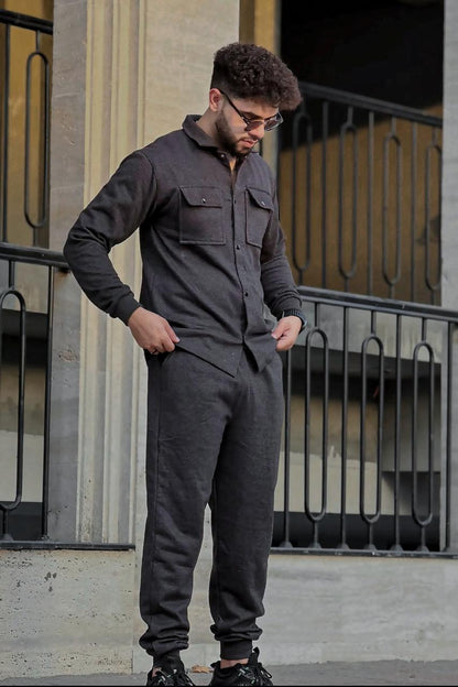 Winter Fleece Track Suit - Charcoal
