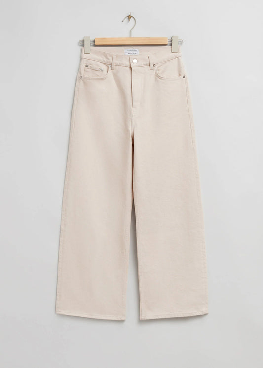 Premium Wide Leg Jeans - BEIGE