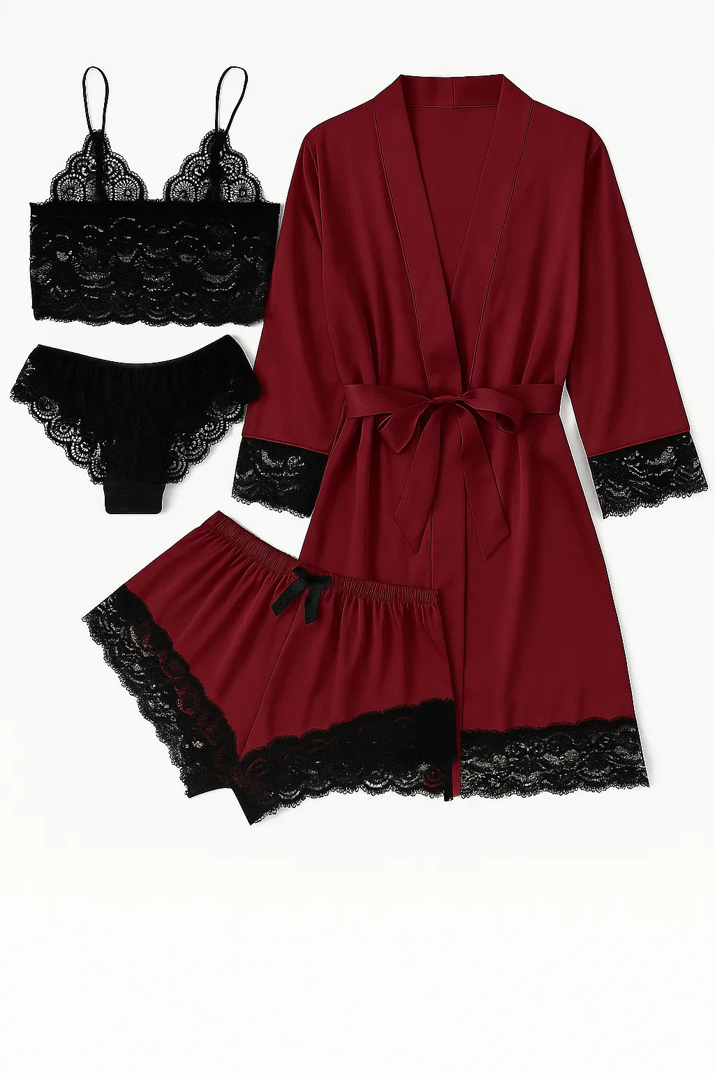 Royal Bridal Silk 4pcs set - Maroon